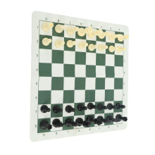 Travel Chess Set with PU Leather Board & 32 Noiseless Pieces Bag Included