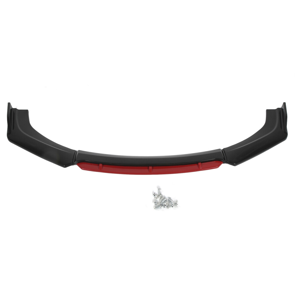 Glossy Tongue Front Bumper Lip Spoiler Universal Fitment Lightweight Polyurethane Material Scratch Resistant Aerodynamic Car Spoiler Black/Red 9191629341276