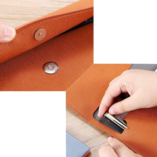 PU Leather A4 File Folder Document Holder Waterproof Portfolio Envelope Folder Case with Snap Closure(Brown) 2