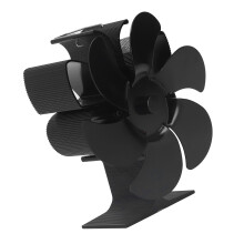 6-Blade Self-Starting Stove Fan 152mm Black, 180-220CFM, Low Noise