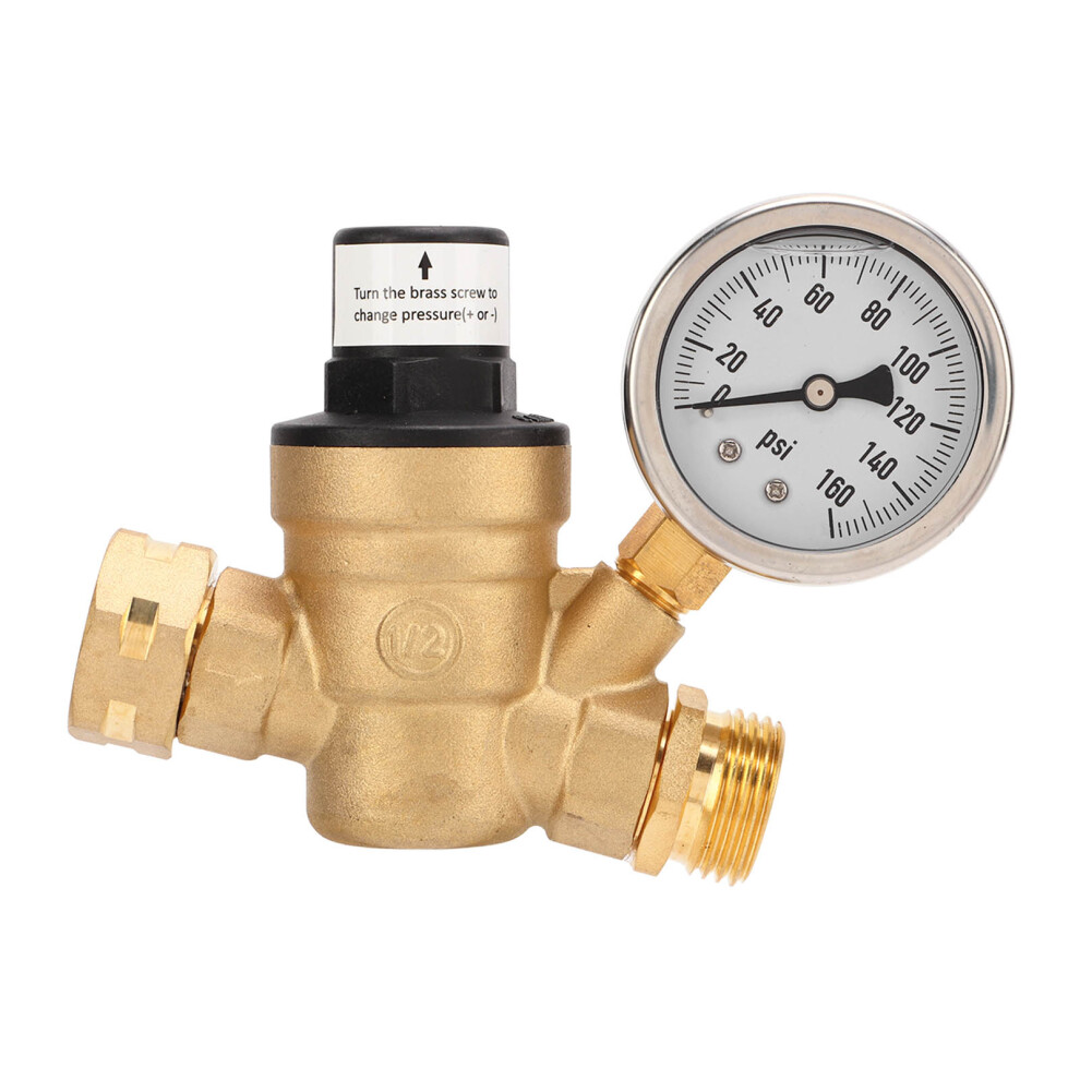 Adjustable Water Pressure Regulator With High Quality Material And Pressure Gauge For Rv Camper, Durable Lead Free Brass Water Regulator With Inlet 9551475327433