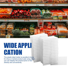 70PC 8X4.2cm Clear Plastic Label Holders for Wire Shelf Retail Price Label Basket Labels Clip  Labels for Storage Bins