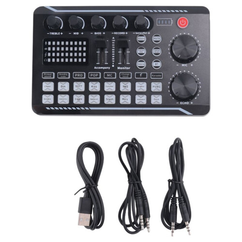 F998 Placa de Som Microfone Som Interface de ÁUdio Mixer Placa de Som Mixing Console Amplificador para Phone PC