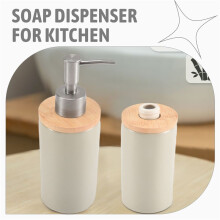 400Ml Ceramic Soap Dispenser, Nordic Style, Lotion Dispenser Soap Dispenser for Kitchen and Bathroom -Grey