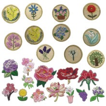 13 PCS Iron Patches Flower Appliques Stickers, Flower Basket Embroidery Decorative Patches Applique Sew Patches