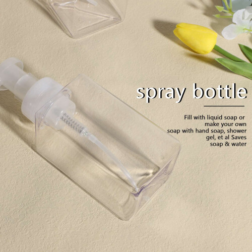 2 Pack Foaming Soap Dispenser 15Oz Refillable Foam Liquid Hand Soap Empty Plastic Pump Bottle Container - Clear 450Ml