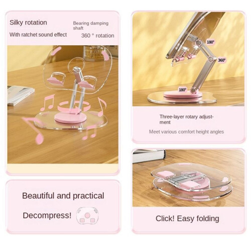 Tablet Bracket Holder Adjustable Folding Stand Transparent Acrylic Tablet Desktop Support Yellow 2