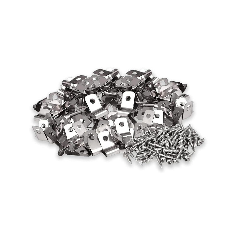 Fence Wire Fence Clips Agricultural Fencing Mounting Clips, Stainless Steel Screw Wire Clamps With Screws (100Pcs) 4712817884921