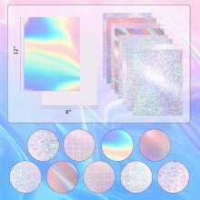 27 Ark Holografiskt Kartong, 8 X 12 Tum Metalliskt Glitter Blankt Spegelpapper 250gsm/92lb för Konst och Hantverk