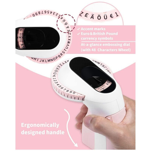 Embossing Label Maker E975 3D Embossing Label Printer Machine with 6 Rolls Emboss Tapes, Handheld Embosser, 1