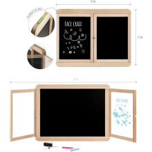 Wall panel triptych - JEUJURA - Chalkboard slate, 2 panels with white face and chalk