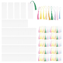 Set of 100 Blank Bookmarks with Colorful Tassels Crafting Material Pack Handmade Paper Bookmarks for DIY and Gift Tags