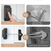 Refrigerator Lock (2 Pack), Heavy Duty Combination Fridge Lock Child Safety Cabinet Lock Strong Non-Marking Adhesive