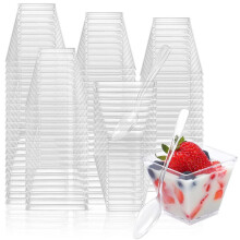100 Piezas 2OZ Vasos de Postre para Fiesta Vasos de Postre de PláStico PequeñOs Vasos de Postre Desechables para PudíN de Frutas