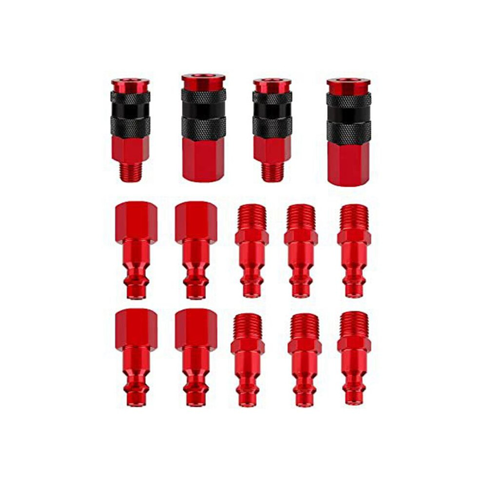 14Pcs Air Hose Fittings,Air Coupler Industrial Type Air Plug Kit, 1/4 Inch Threads Size, Air Compressor Accessories 6032328761039