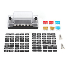 Boîte à fusibles 12 V robuste avec bus de masse, étanche, pour automobile, comprenant un porte-fusible ATC/ATO et des étiquettes