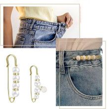 70PCS Pearl Brooch,Pant Waist Tightener Safety Pin Double Faux Pearl Brooches for Women Girls Fashion Cover Buttons