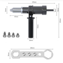 Elektrisk Nitmaskinadapter med 2,4/3,2/4,0/4,8 mm Diameter Nithuvudborr- och Handtagsnyckelnitverktyg.