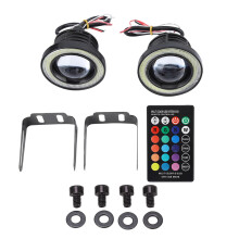 Phare antibrouillard à LED COB avec anneau halo, haute luminosité, étanche IP65, feu de jour, installation facile sur voitures, camions et SUV.