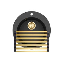 Lavabo in granito - Gurari - SRR100 - Nero metallizzato - Design retrò - 1 vasca incassata