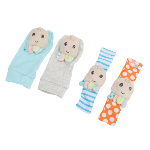 4pcs Baby Rattle Socks Octopus Plush Soft Light Adjustable 17cm
