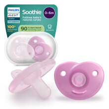 Philips Avent Soothie Soothers - One-Piece Silicone Design, Newborns, Flexible Teat, BPA-Free, Sterilising Case, 2 Pack, SCF099/27