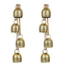 2 Set Julklockor Metall Rustika HäNgande Klockor med Rep Vintage Juldekorationer Inomhus Hem Till Jul