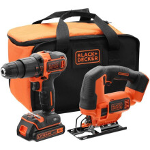 Percussion Drill + Cordless Jigsaw - 18V - BLACK+DECKER - BCK22S1S-QW + 1 battery 1.5Ah + charger + bag