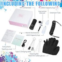 AirBrush Kit with Air Compressor&Gloves-27PSI High Pressure Airbrushwith Hose Wireless AirBrush for Model Painting Black
