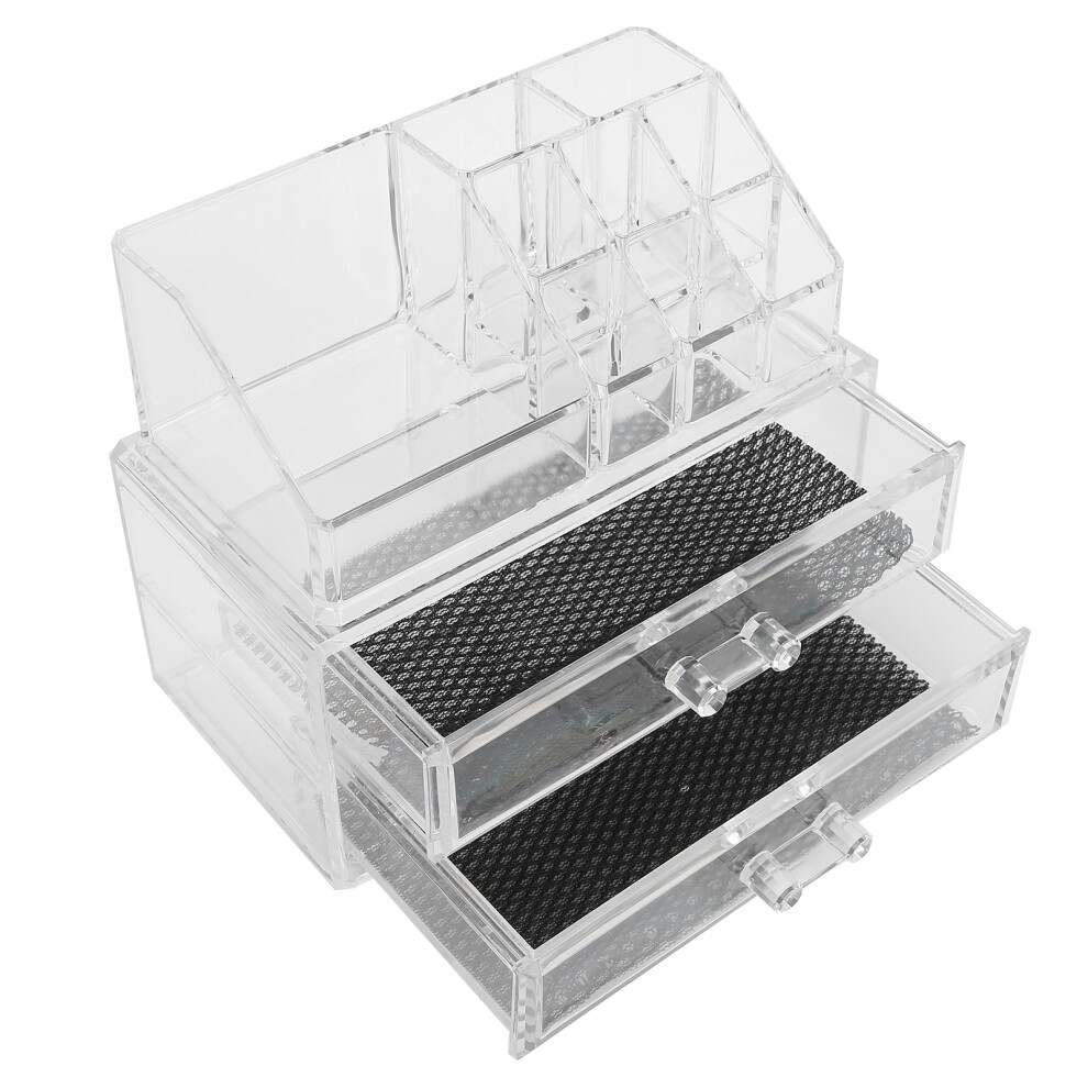 Transparent 2-Tier Makeup & Lipstick Organizer Box, 18.5x10x15.5cm