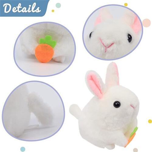 A Wagging Tail Rabbit Wind- Plush Toys,Clockwork ,Wagging Tail Rotating Interactive Toys Stuffed Plush Toy 2