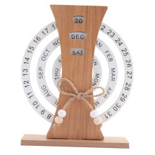 Holzkalender, Dekoration für Zuhause, Veranda, Büro, Schreibtisch, Manuell, Drehbarer Tischkalender, Sweet House C