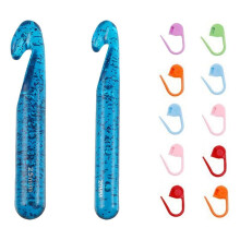25 mm Haaknaaldenset Grote Acryl 20 mm Haaknaald met 10 Stuks Stiften, Perfect voor Dik Garen, Tapijten