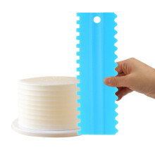 4 Stück Kuchen-Schaber-Set, umweltfreundlicher Kunststoff, 8 Designs, Blau