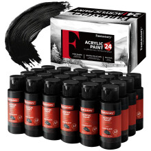 Kit Peinture Acrylique Noire 24 x 60ml - Pigments Intenses, Séchage Rapide & Imperméable pour Toile, Bois, Céramique et Tissu