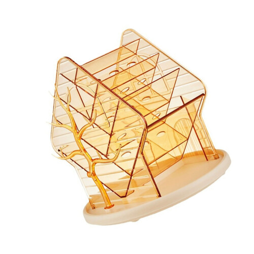 Spacious Plastic Makeup Brush Container 360-Transparent Gold