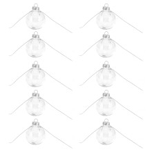 Clear Fillable Baubles Transparent Plastic Ornaments With Silver Hanging Ring High Transparency Reusable Decorative Balls For Christmas Wedding Party
