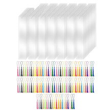100 Stück Acryl-Lesezeichenrohlinge mit 100 Stück Bunten Lesezeichenquasten, für DIY-Bastelprojekte und Geschenkanhänger