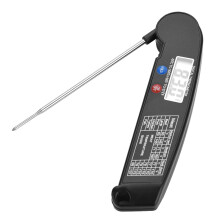 Termômetro de cozinha com visor LCD, leitura rápida, digital, para medir a temperatura de alimentos e carnes, com sonda dobrável, à prova