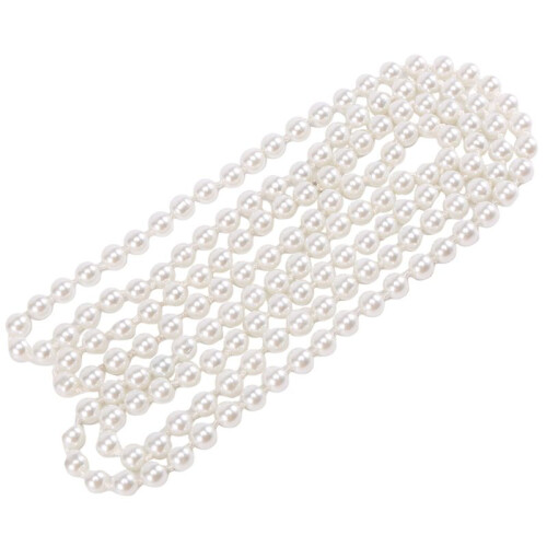 Faux Pearl Long Sweater Chain Necklace White