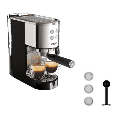 Krups Macchina per espresso Krups a pompa, inox, Design compatto, Arresto automatico, Thermoblock XP444C10