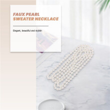 Faux Pearl Long Sweater Chain Halsband Vit