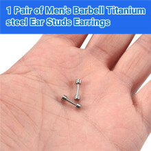 1 Paar Oorstekers van Titaniumstaal voor Heren, 3 Mm, Zilver