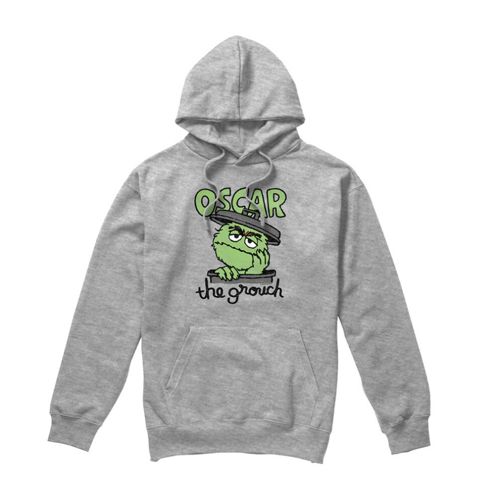 Sesame Street (M, Athletic Heather) Unisex Adult Oscar The Grouch Can Heather Hoodie Multicoloured