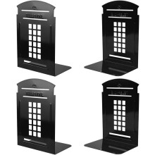 Fermalibri resistenti e stabili, ideali per l'arredamento di casa e ufficio, colore nero, 2 paia/4 pezzi, 7,8 x 5,5 x 3,9 pollici, in metallo e