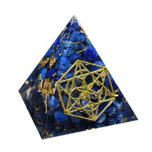 (Blue Gold,5cm)Orgonite Piramide Chakra Cristallo Naturale Resina Artigianato Gioielli Artigianato Ornamenti