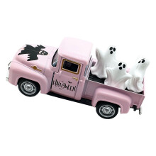 Vintage Ghostly Truck Alloy Sculpture Halloween Theme-Pink