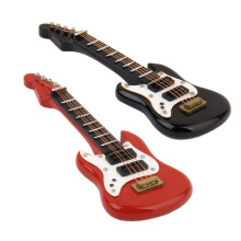 2 Pieces Wooden Guitar Music Instrument 1/12 Dollhouse Miniature Decor