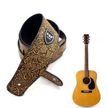 Adjustable Waterproof Guitar Strap with Floral Design and Soft PU Leather