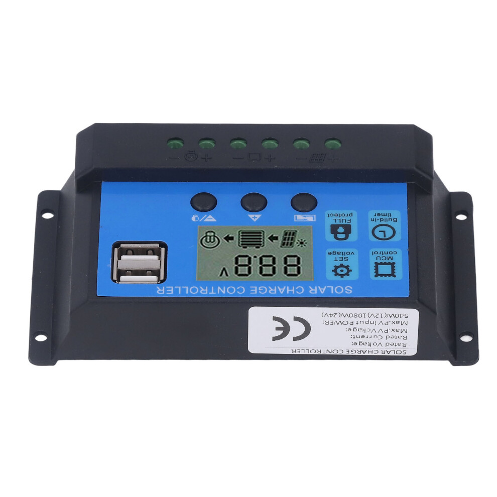 12V/24V 40A Solar Charge Controller With Dual Usb 5V Output Pwm Regulator 4941372796855